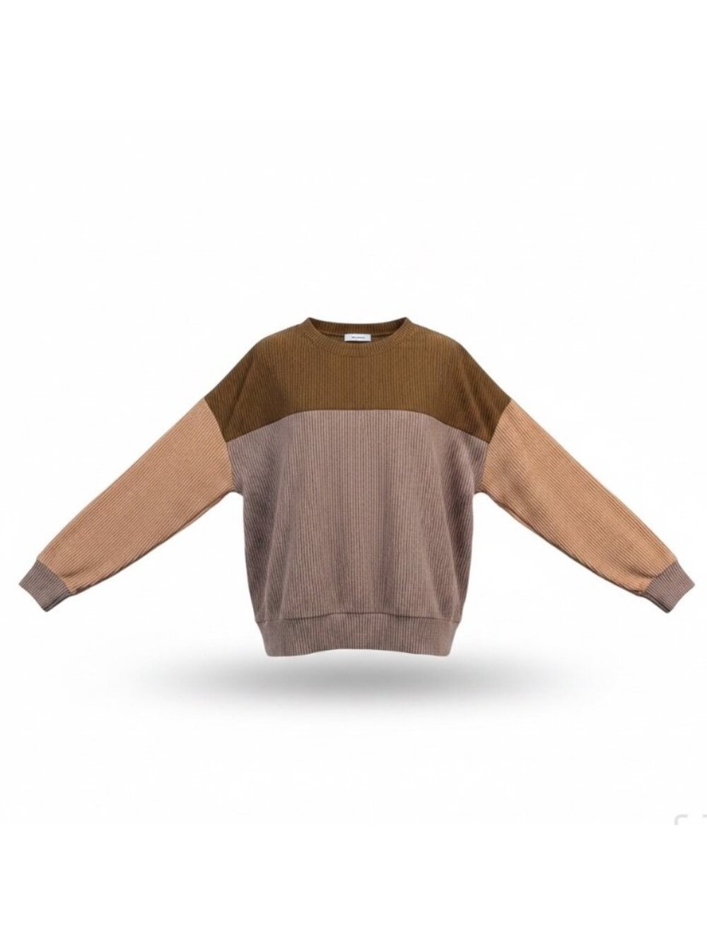 Dokotoo Womens Camel & Beige Ribbed Pullover Sweater Top Casual Sz M